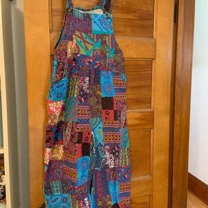 Boho Patchwork Maxi Wide-legged Overalls